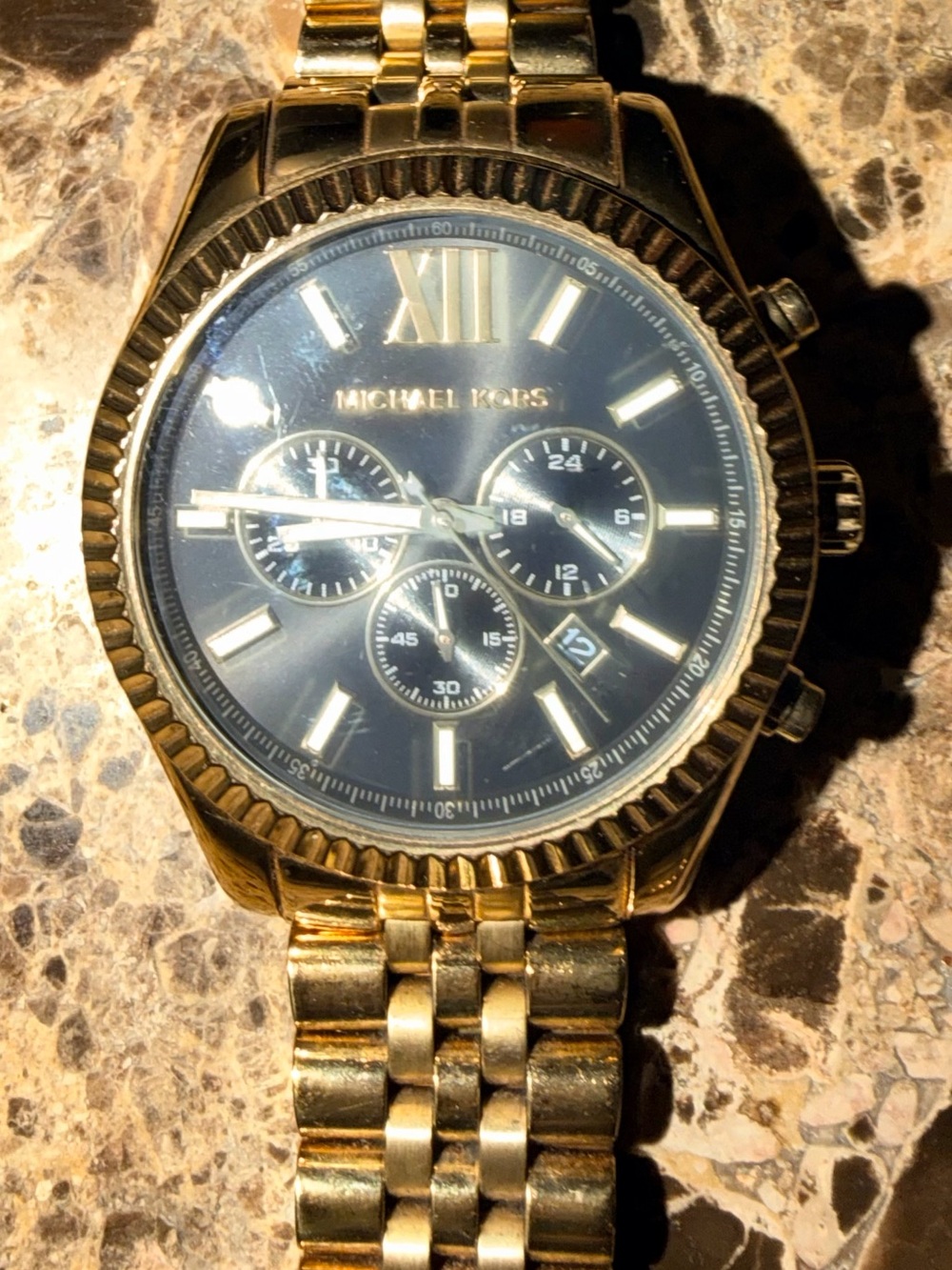 Michael Kors Gold and Black Men's Chronograph Bracelet Watch
